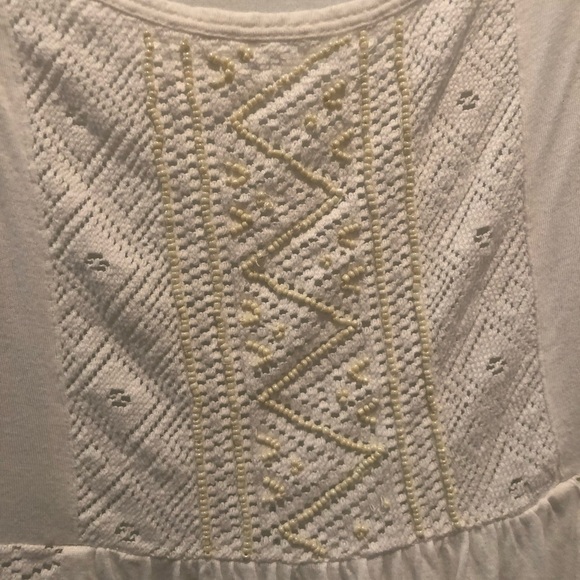 Free People White Loose Peplum , Beaded - Picture 3 of 3